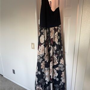 David's Bridal Navy Floral Gown